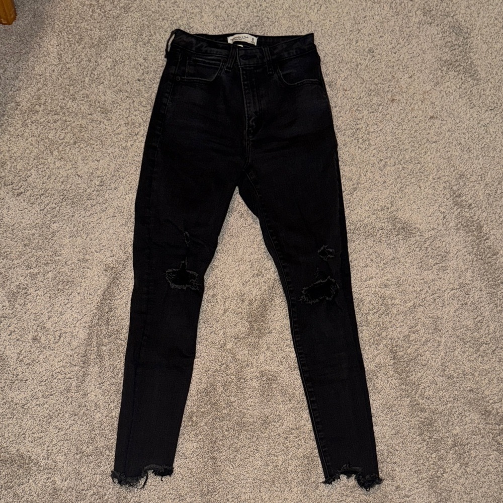 Abercrombie & Fitch Black Distressed Skinny Jeans